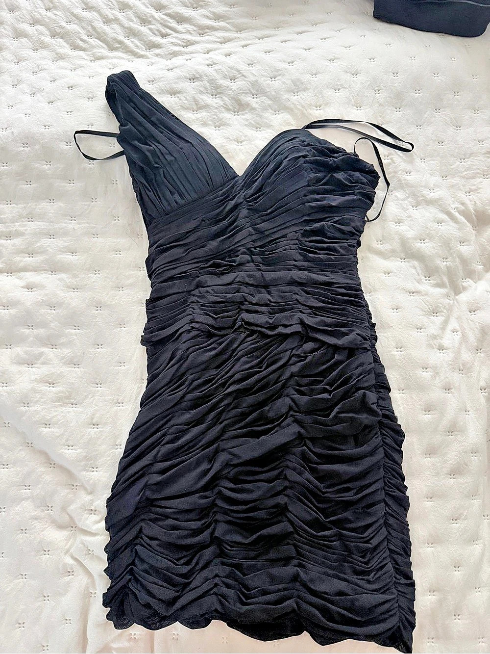 La Femme Ruched Mini Dress in Black Size 4